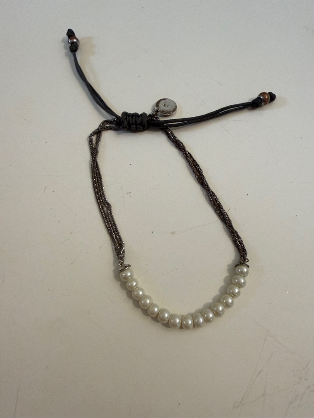 Stella & Dot • Bohemian pull cord pearl bracelet